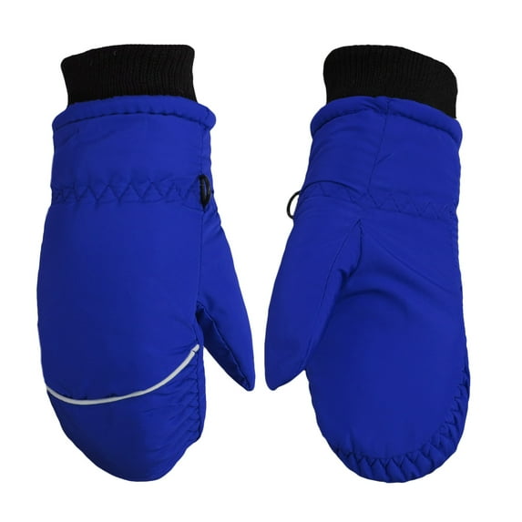 Children Toddlers Fleece Lined Ski Winter Waterproof Windproof Mittens Gloves | Assorted Colors (Blue)
