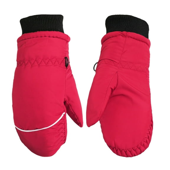 Children Toddlers Fleece Lined Ski Winter Waterproof Windproof Mittens Gloves | Assorted Colors (Hot Pink)