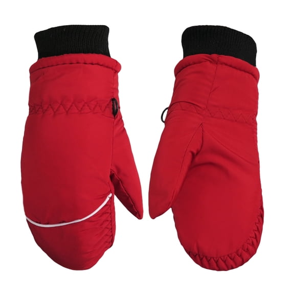 Children Toddlers Fleece Lined Ski Winter Waterproof Windproof Mittens Gloves | Assorted Colors (Red)