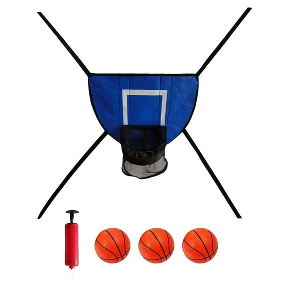Children Trampoline Basketball Attachment Set - and Backyard Basketball Hoop for Kids Includes Mini Basketballs Outdoor Activity for Family Moments