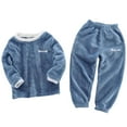 thumbnail image 1 of Children Two Piece Set Warm Home Clothes Fleece Solid Color Home Wear Sets for Boys Girls Kids niños niñas ropa, 1 of 6