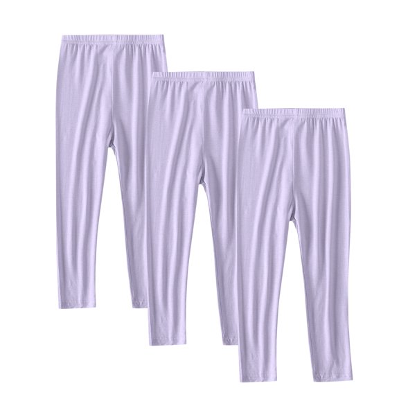 Children Two Side Pockets Pants 3PC Girls Soft Leggings Solid Color Cotton Pull on Stretchy Thin Leggings Loungewear Footless Tights Pants Boys Baseball Pants Purple 2Y