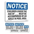thumbnail image 1 of Children Under The Age Of Pool Spa OSHA Notice Rigid Plastic Sign 10 Inch x 7 Inch - 5 Pack, 1 of 8