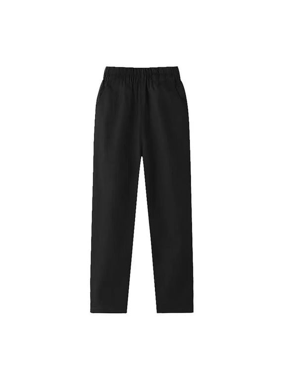 Children Uniforms Pull-On Pant with Pockets Kids Elastic Waist School Formal Pants for Girls and Boys Black 3Y