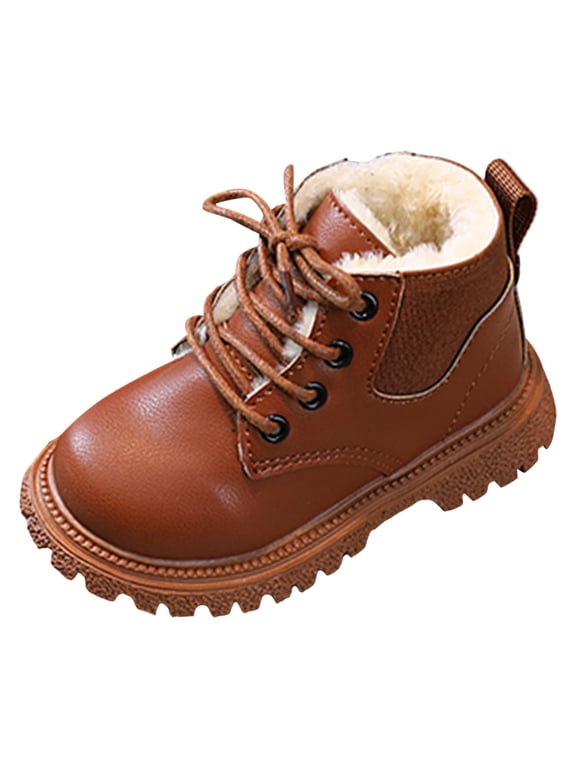 Children Velvet Thickened Warm Short Boots Baby Fashionable Outdoor Flat Princess Winter Toddler Shoes Girls Leather Boots Little Girls Shoes Size 13 Toddler Summer Shoes Girls 9t Girls Shoes Tod
