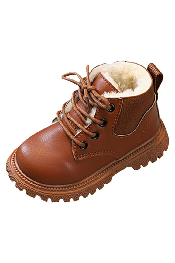 Children Velvet Thickened Warm Short Boots Baby Fashionable Outdoor Flat Princess Winter Toddler Shoes Girls Leather Boots Little Girls Shoes Size 13 Toddler Summer Shoes Girls 9t Girls Shoes Tod