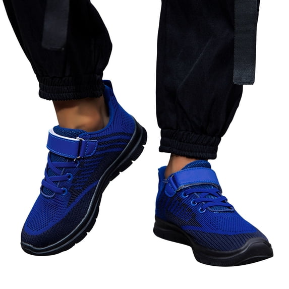 Children Walking Shoes Wide Toe Box Slip on with Arch Support Wide Width Comfortable All Season Wear Cushion Tennis Gym Sneakers Dark Blue Size 1.5 Big Kid