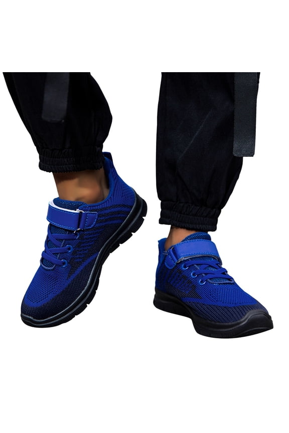 Children Walking Shoes Wide Toe Box Slip on with Arch Support Wide Width Comfortable All Season Wear Cushion Tennis Gym Sneakers Dark Blue Size 1.5 Big Kid