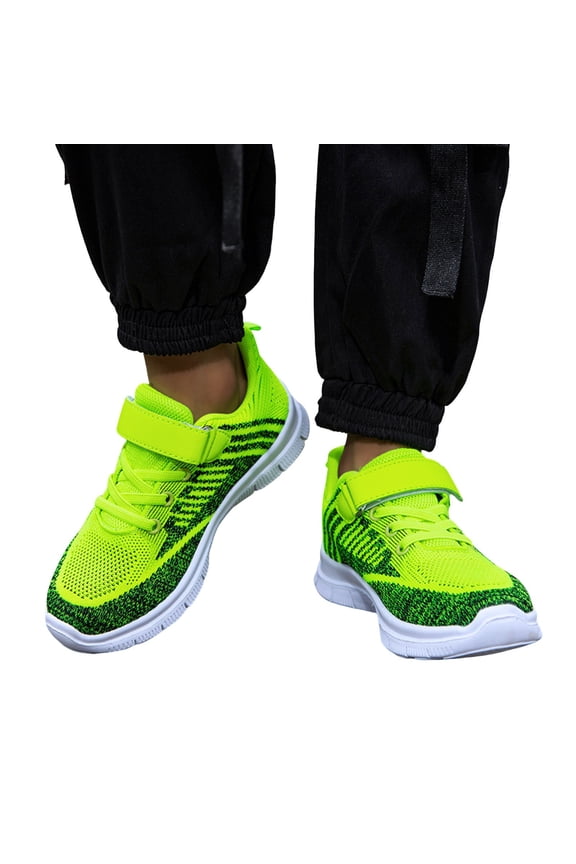 Children Walking Shoes Wide Toe Box Slip on with Arch Support Wide Width Comfortable All Season Wear Cushion Tennis Gym Sneakers Green Size 2.5 Big Kid