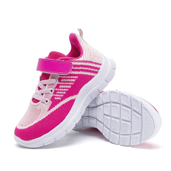 Children Walking Shoes Wide Toe Box Slip on with Arch Support Wide Width Comfortable All Season Wear Cushion Tennis Gym Sneakers Hot Pink Size 5 Big Kid