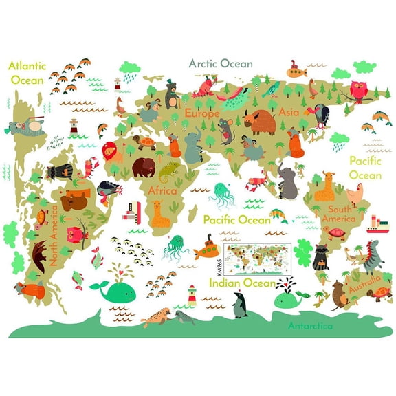 Children Wall Sticker Bedroom Kids Baby Room Educational World Map Classroom Home Decor Art DIY Ornament Room Decoration