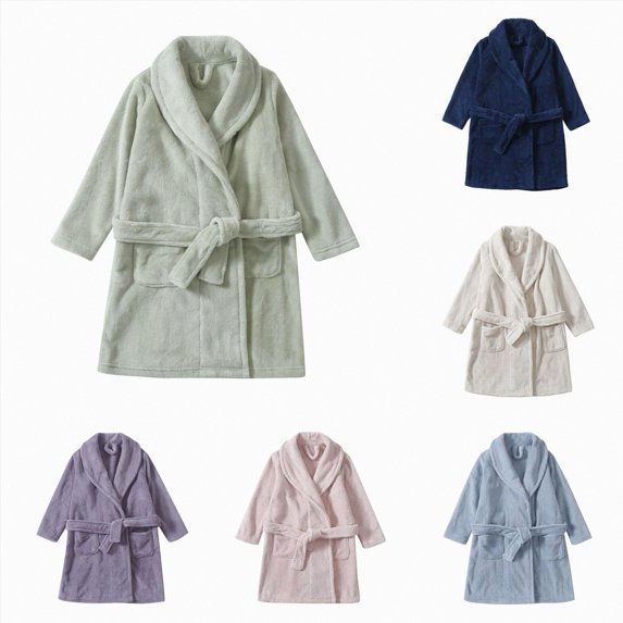 Children Warm Bathrobe Boys and Girls Plush Long Sleepwear Casual Home Wear