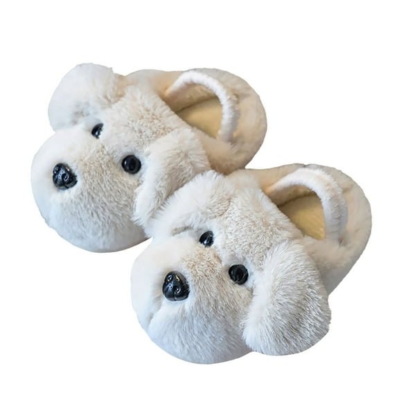 Children Winter Cute Cartoon Slippers Boys and Girls Baby Warm Home Shoes White 18 Months-24 Months