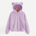 thumbnail image 1 of Children Winter Fuzzy Hoodies Boys Girls Solid Color Casual Sports Loungewear Warm Thick Fleece Pullover Tops Boys Basic Sweatshirt Purple 10-11Y, 1 of 9