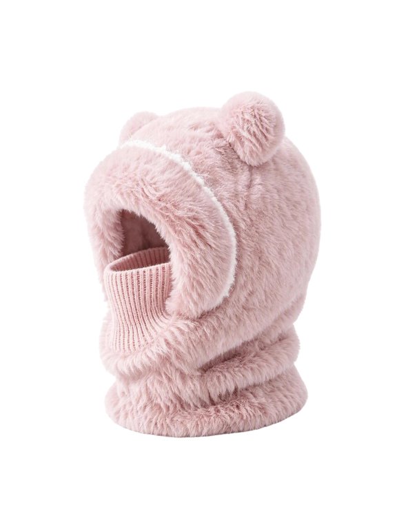 Children Winter Hat Neck Warmer Bear Plush Warm Set