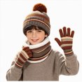 thumbnail image 1 of Children Winter Hat Scarf and Gloves Warm Protective Knitted Hat Set, 1 of 5