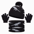 thumbnail image 1 of Children Winter Hats Winter Hat Scarf & Gloves Set Knit Hat 2 8 Year Olds Kids Knitted Beanie for Baby Boys,2-8 Years,A93-Black, 1 of 9