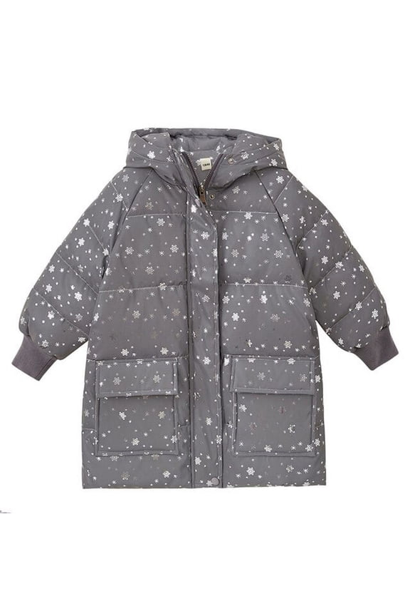 Children Winter Jackets For Girls Fashion Reflective Material Outerwear Warm Coat Teen Print Kids Hooded Clothes 4 6 8 10 12Yrs
