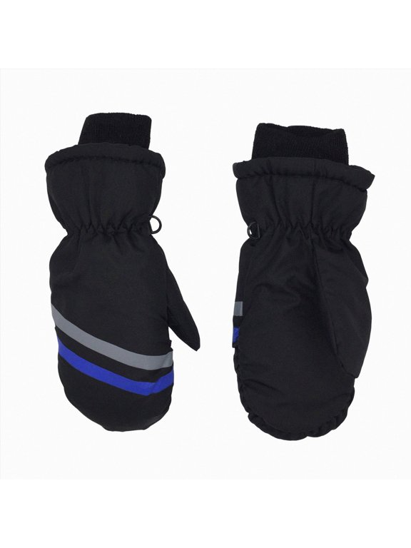 Children Winter Knit Mittens Cute Warm Fleece Lined Gloves with String 7-9 Years