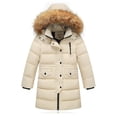 thumbnail image 1 of Children Winter Parkas Boys Girls Thickened Waterproof Windproof Quilted Jackets and Warm Hooded Mid-Length Outwear Coats for Tween Beige 10-11Y, 1 of 9