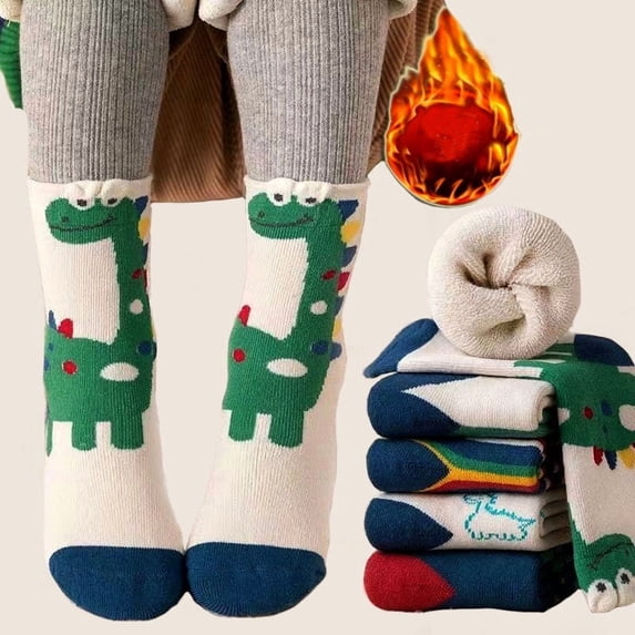 Children Winter Socks Boys Girls Socks 5 Pairs Warm Cotton Solid Socks Kids Thicken Sock boys dinosaurs 2-4 years old