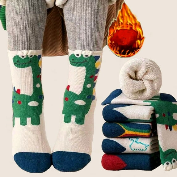 Children Winter Socks Boys Girls Socks 5 Pairs Warm Cotton Solid Socks Kids Thicken Sock boys dinosaurs 2-4 years old