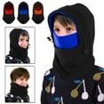 thumbnail image 1 of Children Winter Trapper Hat/Balaclava Fleece Windproof Ski Mask, IClover Unisex Ushanka Hunting Hat Russian Trooper Ear Flap Chin Strap Hat with Windproof Mask-Keep Warm in Cold Weather Black & Blue, 1 of 8