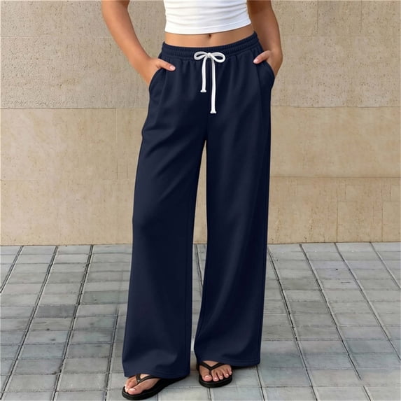 Children Winter Warm Pants Elastic Waist Side Pockets Wide-leg Sports Sweatpants Long Pants for Boy Girls