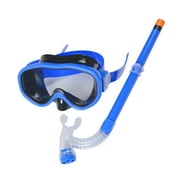 Children Women's Men's Swimming Goggles Diving Goggles Belt Breathing Tube Semi-Dry Type Snorkeling Swimming Glasses Adjustable (Blue)