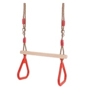 Children Wooden Swing with Rings for indoor and outdoor fun yard Play - Red, 1.2~1.9m