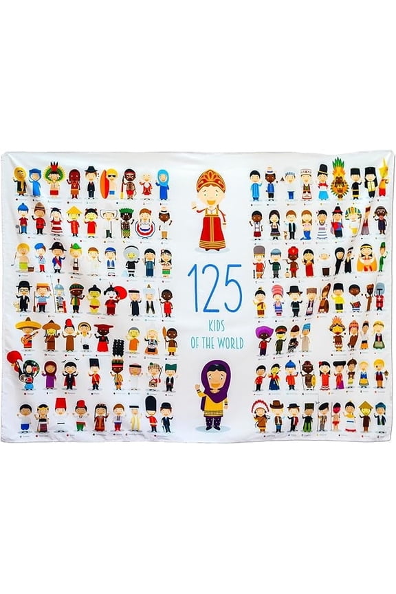 Children of the World Tapestry – 55" x 37" Educational Wall Hanging