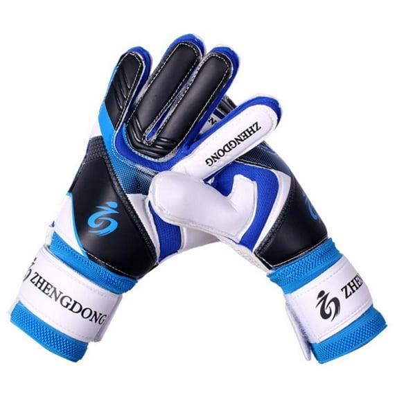 Children Youngsters Wear-resistant Finger Save Guard Waterproof Goalkeeper Gloves Professional Thick Latex Soccer Gloves Youth Football Gloves BLUE 7