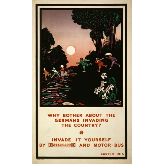 Children at play in a spring landscape Poster Print (18 x 24)