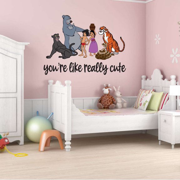 Children You're like really Cute Adorable Cartoon Wall Decal Decoration Happy Jungle Animals Cute Kid playing Together Lasts Years and Easily Removable - Size: 20 In(W) x 14 In(H)