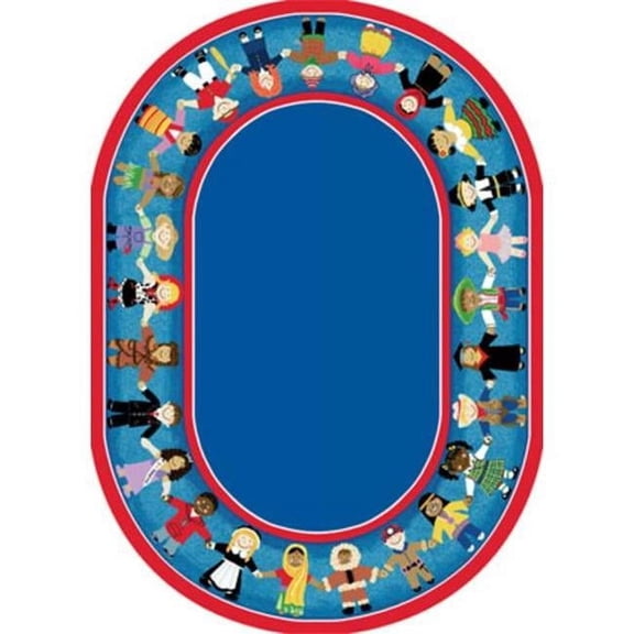 Children of Many Cultures 7 ft.8 in. x 10 ft.9 in. Oval  WearOn Nylon Machine Tufted- Cut Pile Educational Rug