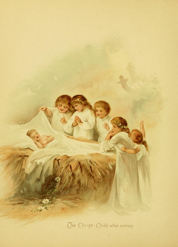 Children round the manger Canvas Art - Unknown (24 x 36)