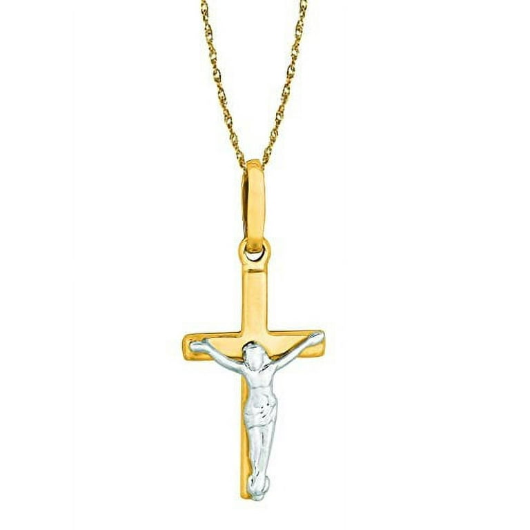 Childrens gold crucifix necklace deals