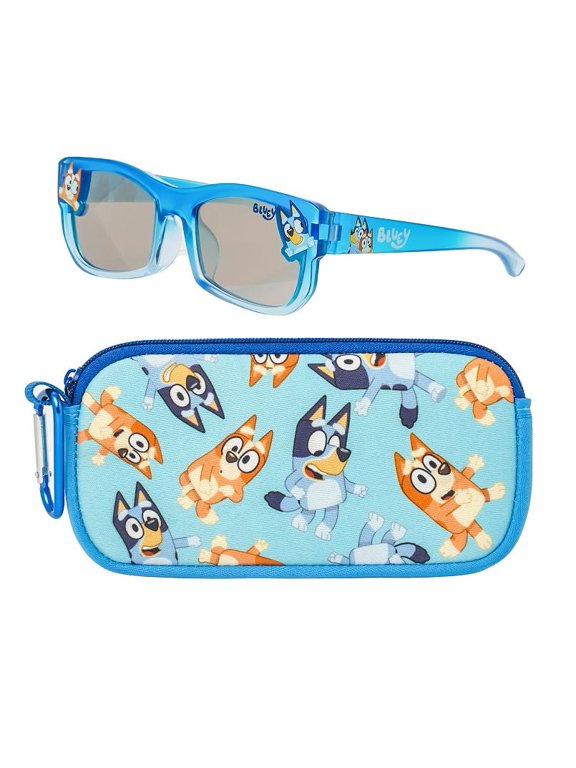 2-Piece Sunglasses with Soft Zipper Case, Translucent Blue Gradient