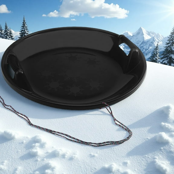 Children's 2FT Black Snow Sled with Tow Rope for Backyard Sledding