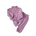 thumbnail image 1 of Children's 2PCS Jogger Outfits Set Fleece Hooded + Sweatpants Boys Girls Athletic Sweatsuits Pullover Clothes Set Purple 110, 1 of 2