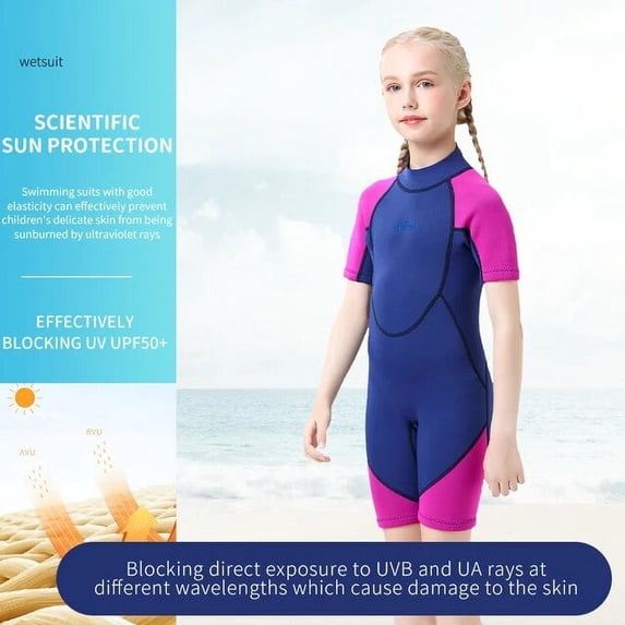 Children‘s 3mm Neoprene Wetsuit Warm One-piece Long Sleeve Diving Suit Cold Proof Sunscreen Surfing Swimming Snorkeling Swimsuit