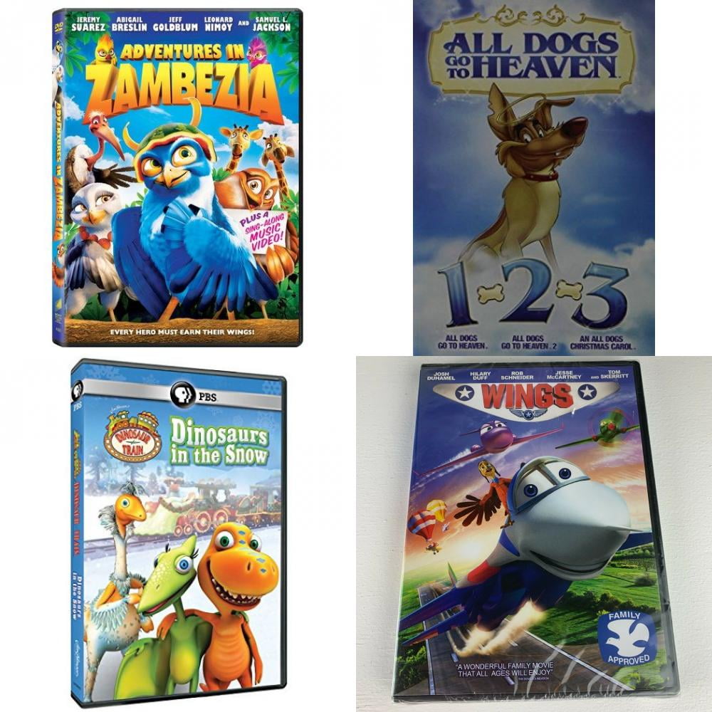 Children's 4 Pack DVD Bundle: Adventures in Zambezia, All Dogs Go to Heaven  Triple Feat, Dinosaur Train: Dinosaurs in the Snow, Wings