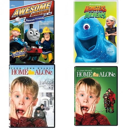 Children's 4 Pack DVD Bundle: Awesome Adventures Vol. One - Rescue Friends, Monsters vs. Aliens, Home Alone 1, Home Alone