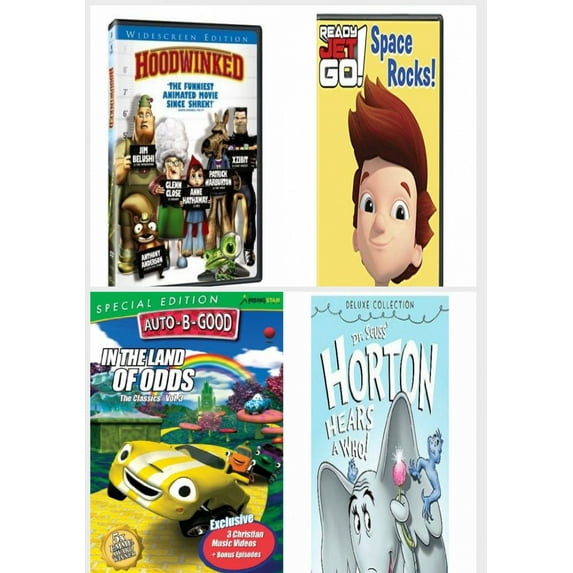Children's 4 Pack DVD Bundle: Hoodwinked, Ready Jet Go!: Space Rocks!, Auto-B-Good Special Edition: In the Land of Odds, HORTON HEARS A WHO - DR SUESS