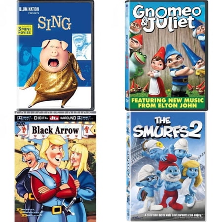 Children's 4 Pack DVD Bundle: Sing, Gnomeo & Juliet, Black Arrow, The Smurfs 2