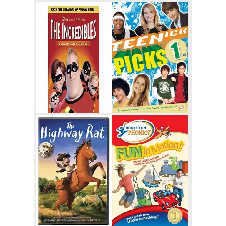 Children's 4 Pack DVD Bundle: The Incredibles, Teenick Picks, Vol
