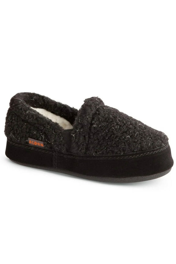 AC-A10036ACE1-2 Kids' Colby Gore Moc Slipper, Black Berber, K1/2