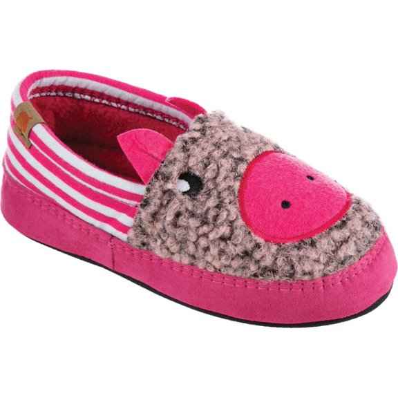 Children's Acorn Critter Novelty Moc Slipper Pink Pearl Fleece/Poly Cotton 8-9 M
