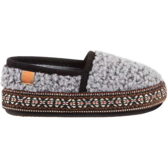 Children's Acorn Woven Trim Moccasin Slipper Stormy Grey Berber 8-9 M