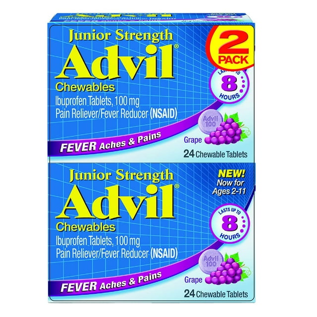 Children's Advil Junior Pain and Fever Relief Chewable Tablets, Grape